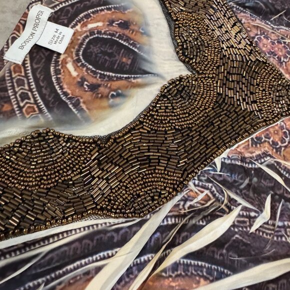 Boston Proper Boho Beaded Dress Multicolor Size M - Picture 11 of 11